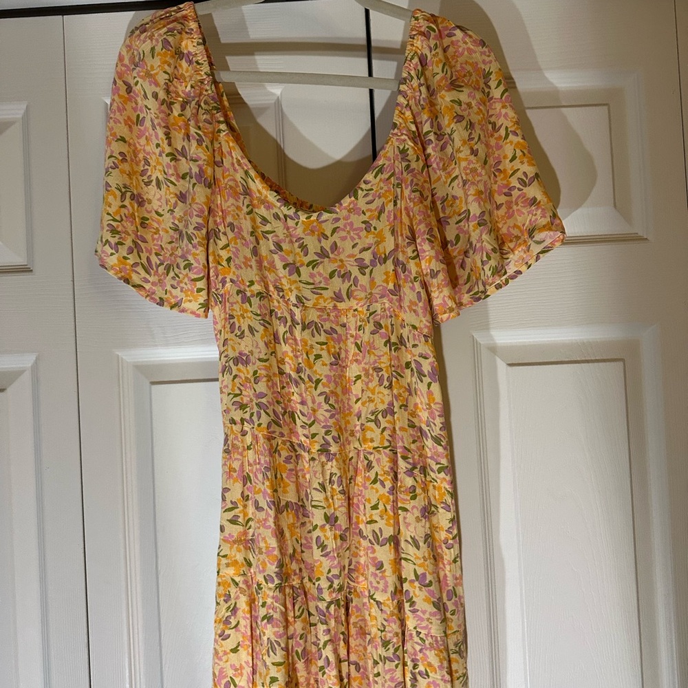 Billabong Yellow and Pink Floral Midi Dress